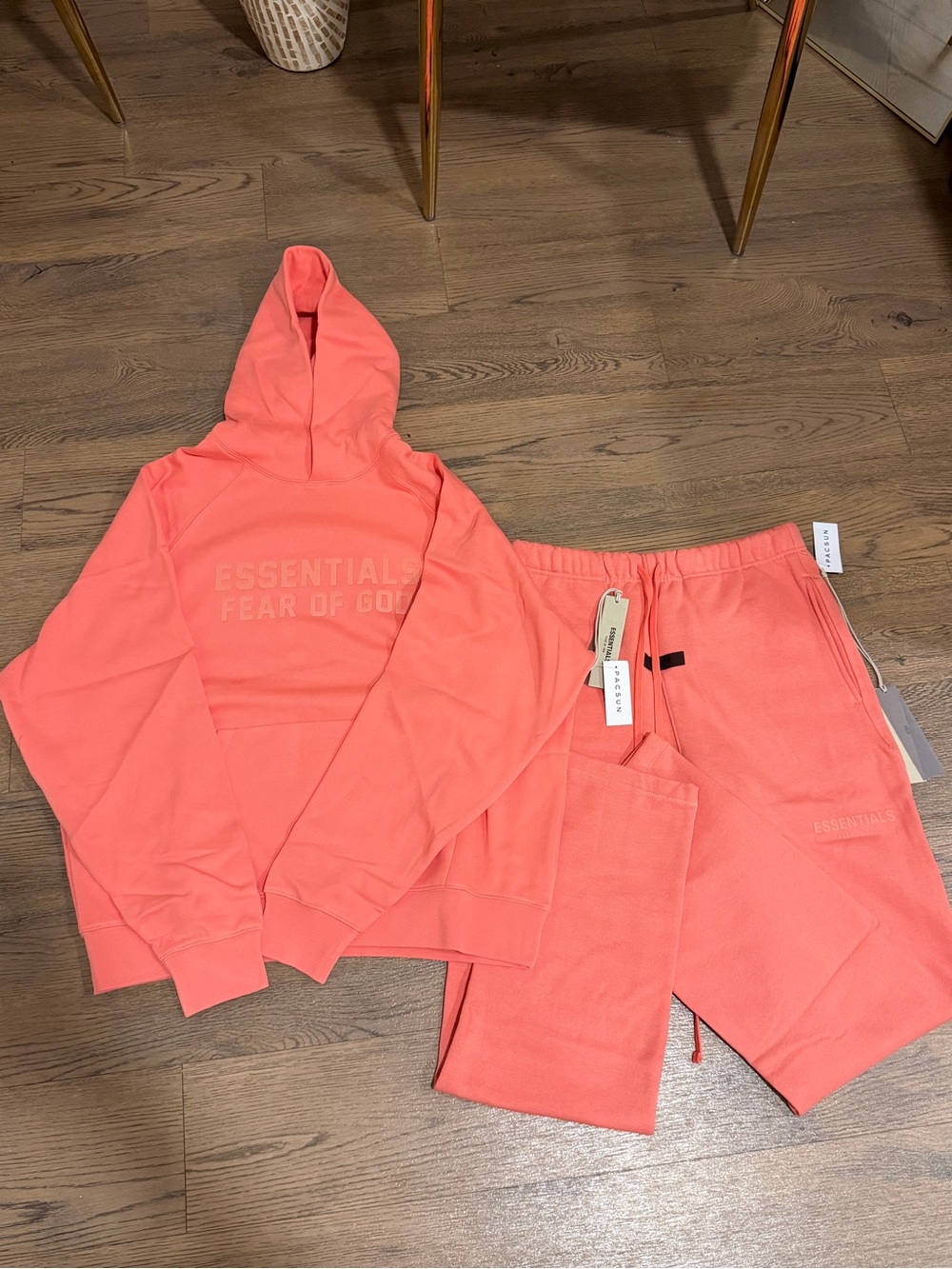 Men Coral 'ESSENTIALS' Hoodie & Sweatpants Set